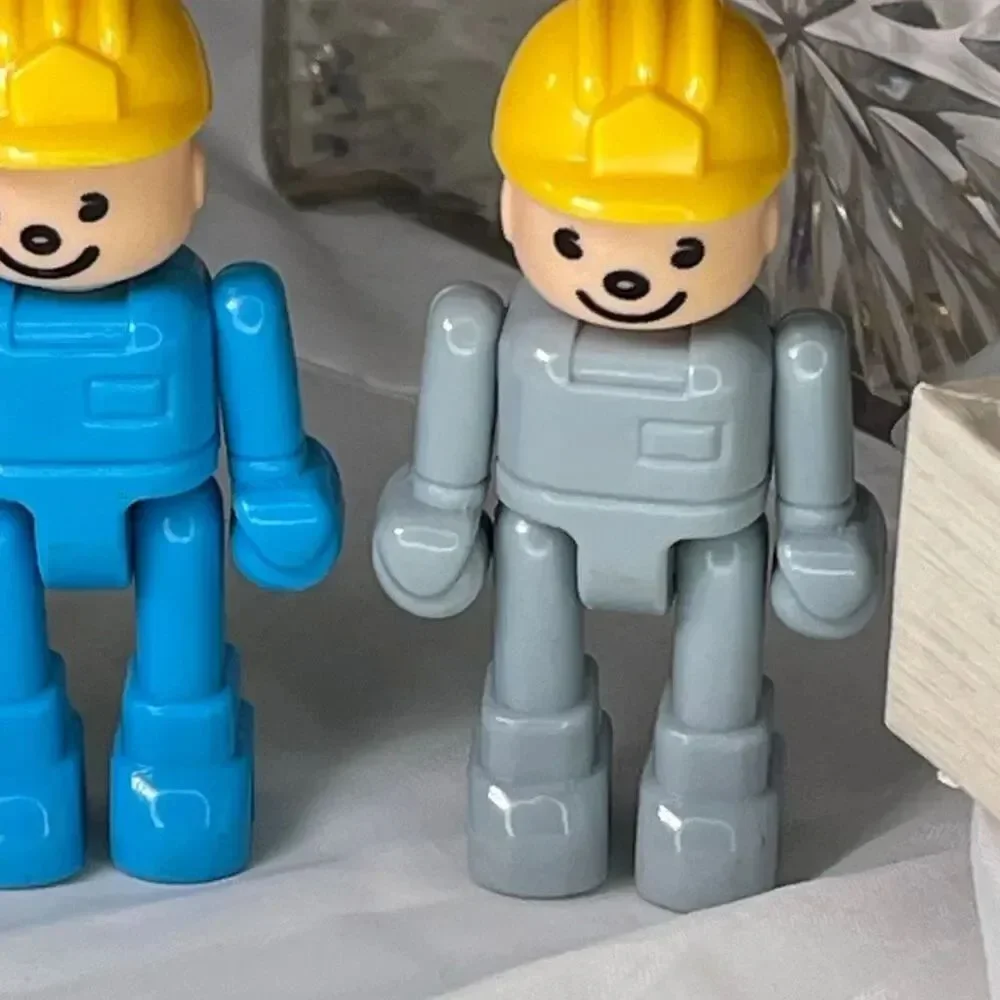 3Vintage Playmobil Construction worker Figures.